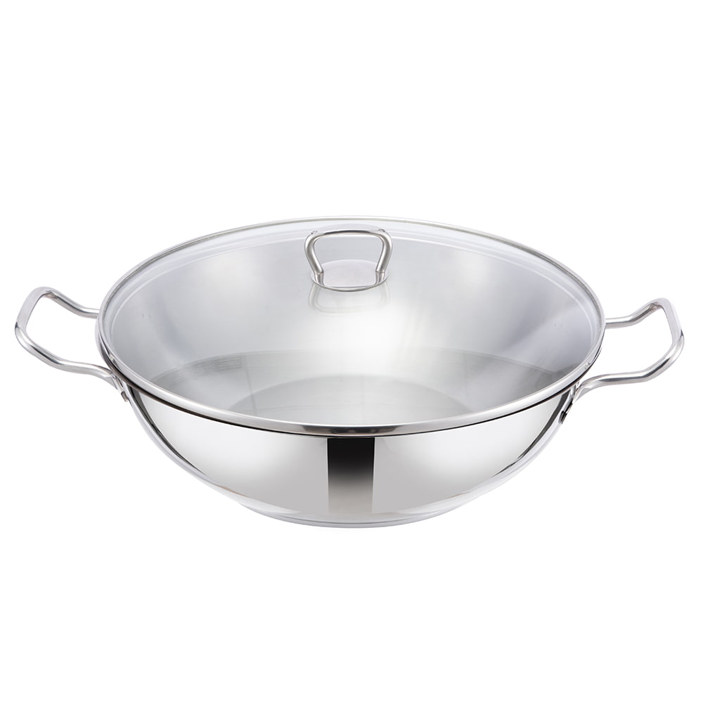 32*9CM গ্লাস ঢাকনা ডাবল সাইড হ্যান্ডেল wok JY-3209ST